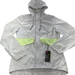 Under Armour Jacket Womens Small White Stormproof Hooded Windbreaker Cloudstrike